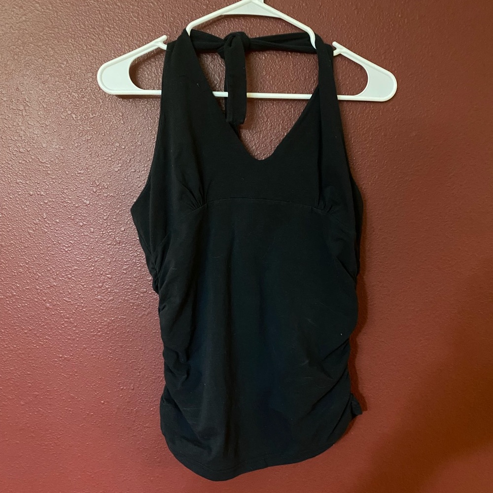 Black sinched halter top